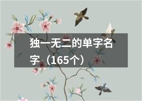 独一无二的单字名字（165个）