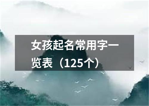 女孩起名常用字一览表（125个）