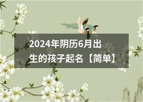 2024年阴历6月出生的孩子起名【简单】