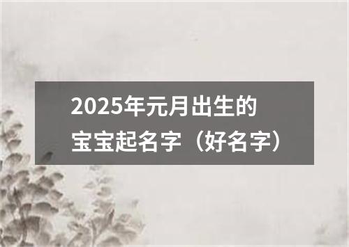 2025年元月出生的宝宝起名字（好名字）