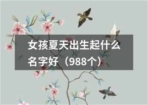 女孩夏天出生起什么名字好（988个）