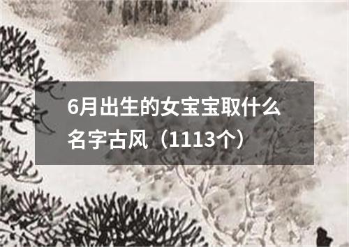 6月出生的女宝宝取什么名字古风（1113个）