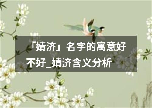 「婧济」名字的寓意好不好_婧济含义分析