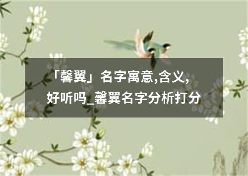 「馨翼」名字寓意,含义,好听吗_馨翼名字分析打分