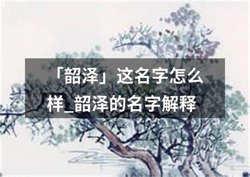 「韶泽」这名字怎么样_韶泽的名字解释