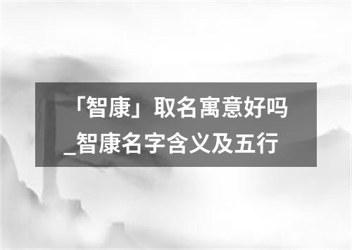 「智康」取名寓意好吗_智康名字含义及五行