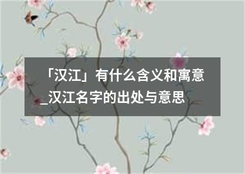 「汉江」有什么含义和寓意_汉江名字的出处与意思