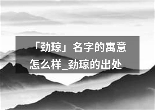 「劲琼」名字的寓意怎么样_劲琼的出处