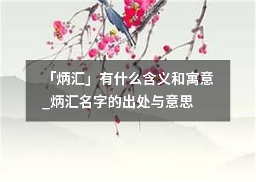 「炳汇」有什么含义和寓意_炳汇名字的出处与意思