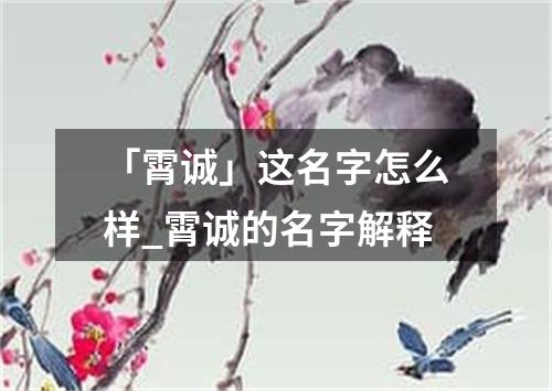 「霄诚」这名字怎么样_霄诚的名字解释