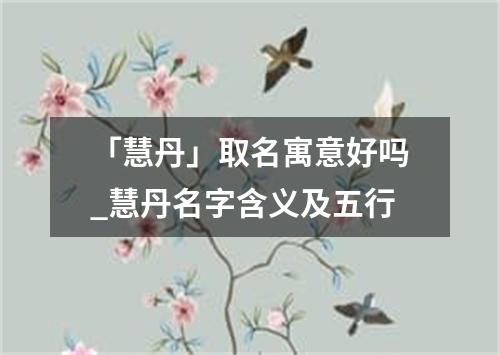 「慧丹」取名寓意好吗_慧丹名字含义及五行