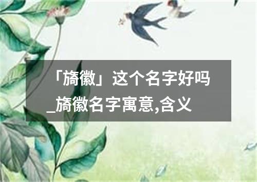 「旖徽」这个名字好吗_旖徽名字寓意,含义