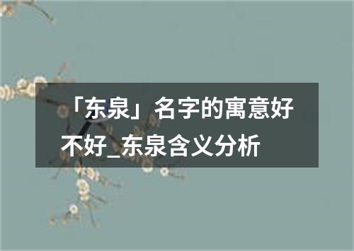 「东泉」名字的寓意好不好_东泉含义分析