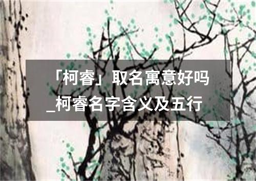 「柯睿」取名寓意好吗_柯睿名字含义及五行