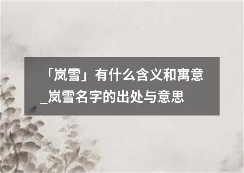 「岚雪」有什么含义和寓意_岚雪名字的出处与意思