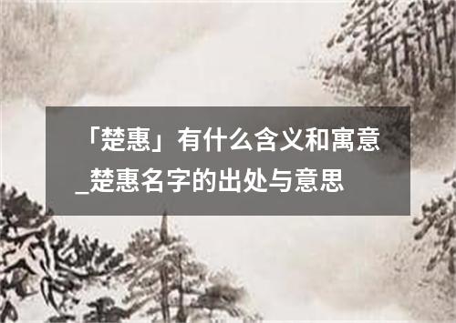 「楚惠」有什么含义和寓意_楚惠名字的出处与意思