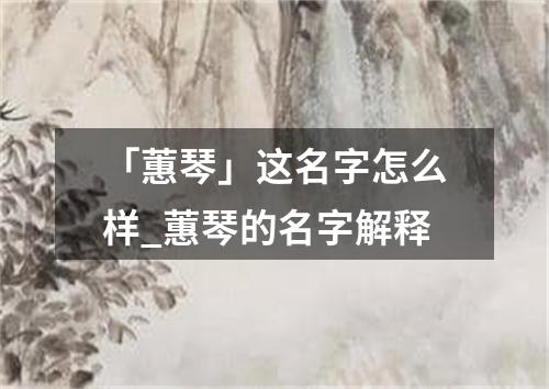 「蕙琴」这名字怎么样_蕙琴的名字解释