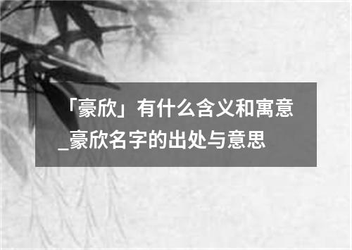 「豪欣」有什么含义和寓意_豪欣名字的出处与意思