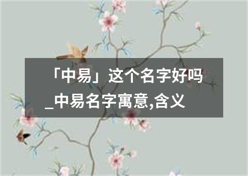 「中易」这个名字好吗_中易名字寓意,含义