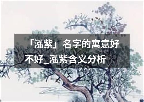 「泓紫」名字的寓意好不好_泓紫含义分析