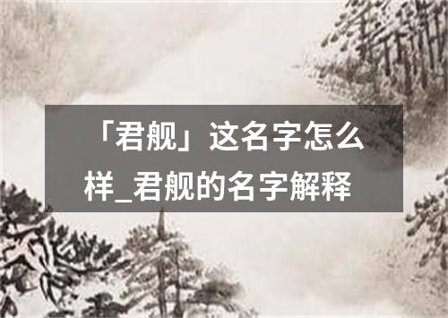 「君舰」这名字怎么样_君舰的名字解释