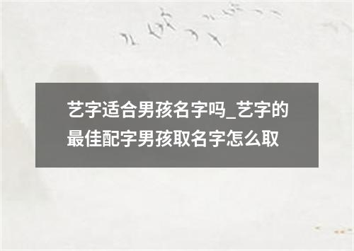 艺字适合男孩名字吗_艺字的最佳配字男孩取名字怎么取