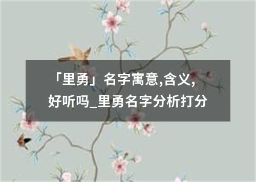 「里勇」名字寓意,含义,好听吗_里勇名字分析打分