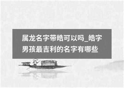 属龙名字带皓可以吗_皓字男孩最吉利的名字有哪些