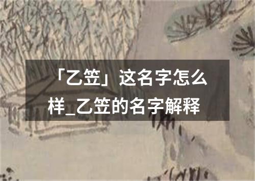 「乙笠」这名字怎么样_乙笠的名字解释