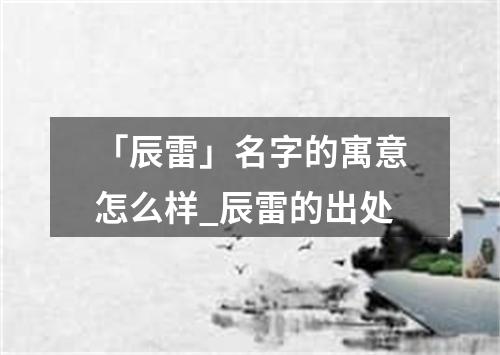 「辰雷」名字的寓意怎么样_辰雷的出处