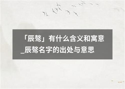 「辰骜」有什么含义和寓意_辰骜名字的出处与意思