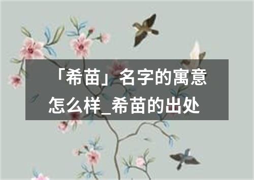 「希苗」名字的寓意怎么样_希苗的出处