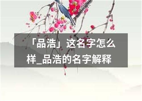 「品浩」这名字怎么样_品浩的名字解释