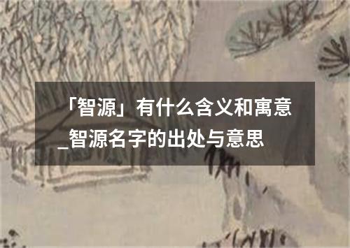 「智源」有什么含义和寓意_智源名字的出处与意思