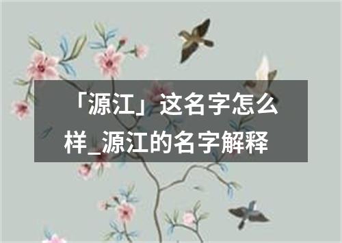 「源江」这名字怎么样_源江的名字解释