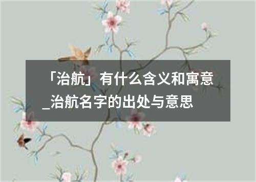 「治航」有什么含义和寓意_治航名字的出处与意思