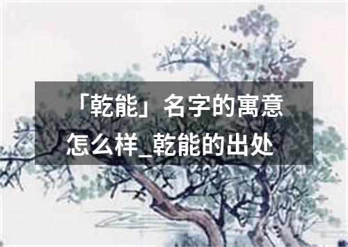 「乾能」名字的寓意怎么样_乾能的出处