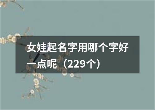 女娃起名字用哪个字好一点呢（229个）