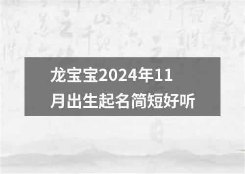 龙宝宝2024年11月出生起名简短好听