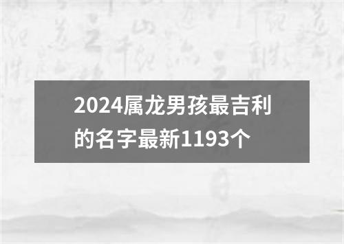 2024属龙男孩最吉利的名字最新1193个