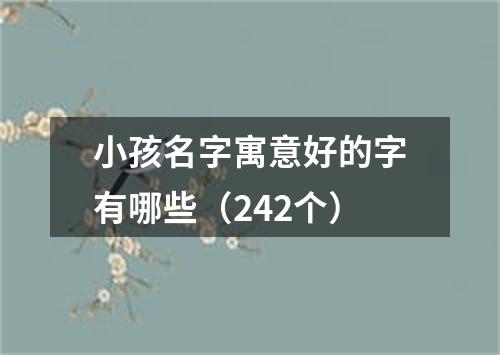 小孩名字寓意好的字有哪些（242个）