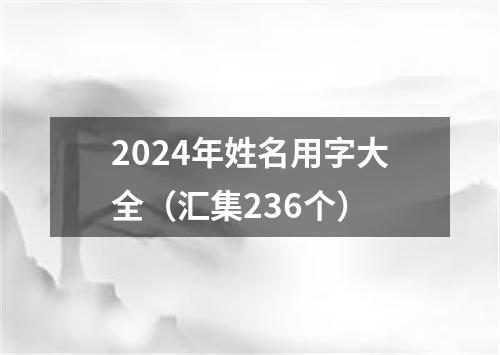 2024年姓名用字大全（汇集236个）