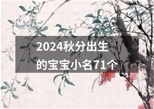 2024秋分出生的宝宝小名71个