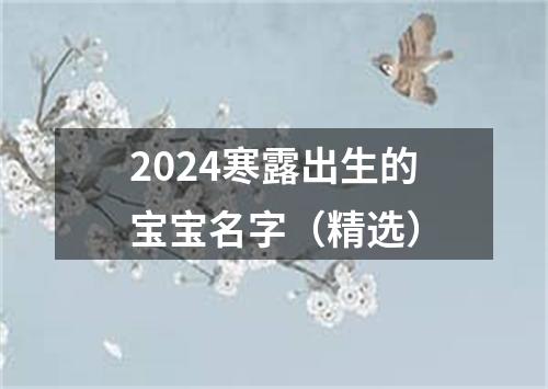 2024寒露出生的宝宝名字（精选）