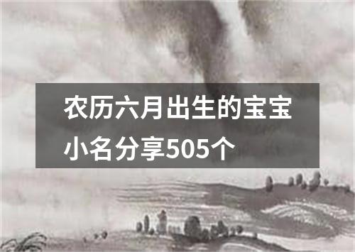 农历六月出生的宝宝小名分享505个