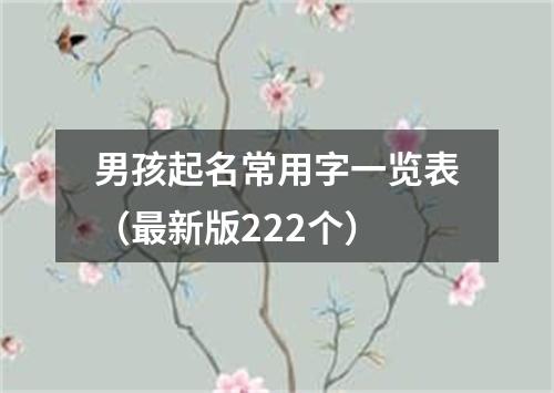 男孩起名常用字一览表（最新版222个）