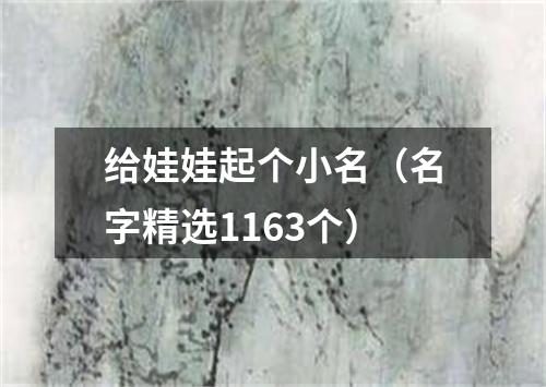 给娃娃起个小名（名字精选1163个）