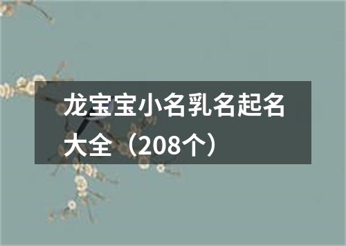 龙宝宝小名乳名起名大全（208个）