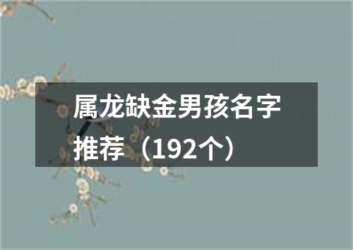 属龙缺金男孩名字推荐（192个）