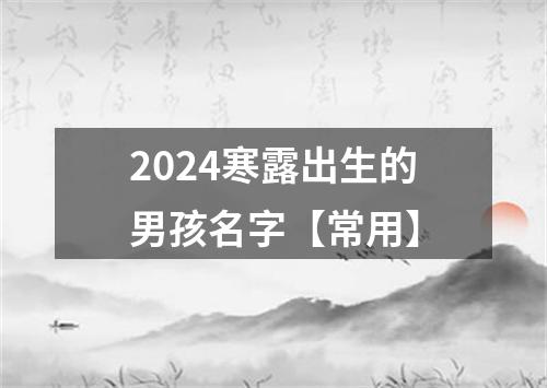 2024寒露出生的男孩名字【常用】